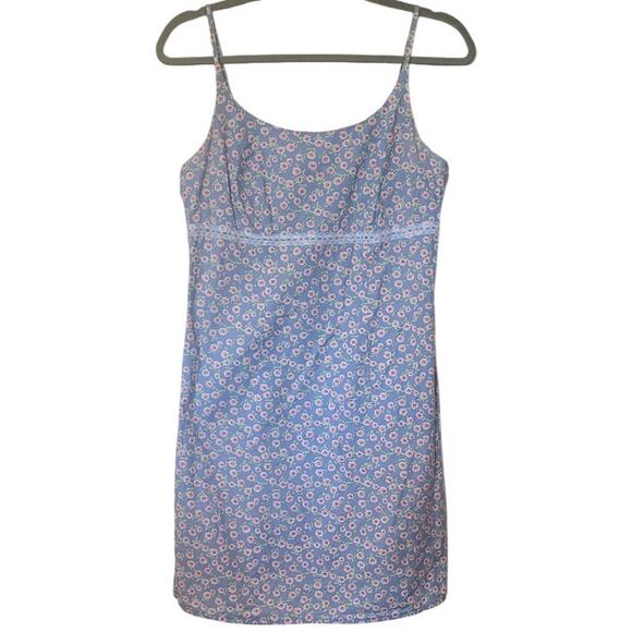 Vintage 90s No Boundaries Blue Pink Floral Lace Sundress-Medium - Picture 1 of 5